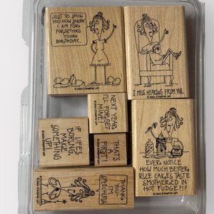 Stampin' Up WANDA'S WIT & WISDOM Mounted Wood Stamp Set RETIRED